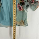 White House | Black Market  Floral Sheer Cardigan V Neck Blouse XS Blue Photo 3