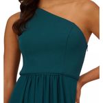 Adrianna Papell  One‎ Shoulder Chiffon Long Gown Hunter Size 8 Formal Wedding Photo 9