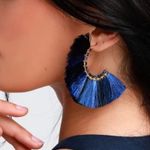 Lulus Burst of Light Navy Blue Fringe Earrings Photo 1