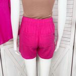 Gap Linen Blend Slouchy Boyfriend Shirt Pull On Shorts Set Hot Pink XS Photo 6