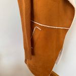 CoffeeShop NY Women Open Front Sherpa Cardigan Mustard Faux Suede Knit SleevesXS Orange Size XS Photo 4