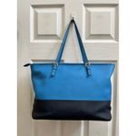 Michael Kors FLAWS Saffiano Leather Blue Two Tone Jet Set Travel Tote Bag Photo 2