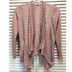 Pink republic  Pink/Gray Striped Crochet Open Cardigan Long Sleeve Size M (10-12) Photo 0