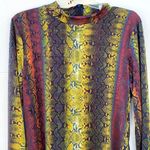 Blue Leopard Womens plus size 1X colorful snake print long sleeve romper Multiple Photo 2