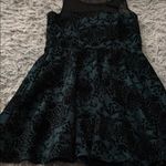 Elegant Black and Teal Dress with Lace Overlay Size L Photo 1