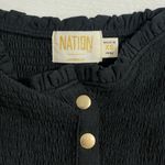 Nation Ltd  ily Smocked Black‎ Knit Top Size XS Open Shoulder Blouse Shirt Photo 5