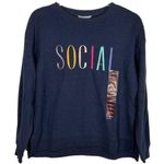 Wildfox Navy Blue Social Statement Crewneck Sweatshirt XS NWT Photo 5