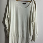 Thalia Sodi Womans  Large White Sparkle Accent Long Peep Sleeve Pullover Sweater Photo 0