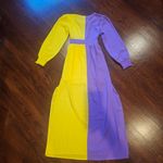 Unique Vintage Yellow and Purple Long Sleeve Dress Photo 2