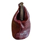 Patricia Nash  Leather Framed Kiss Lock Crossbody Bag Burgundy Croc Embossed Photo 1