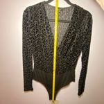 Bardot Revolve Black Velvet Animal Print Long Sleeve Bodysuit Women's 8 Medium Photo 6