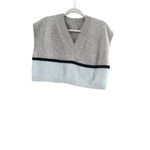 Dazy Women's Beige Black White Striped V Neck Sweater Vest Large Photo 7