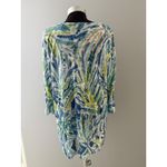 Shana Tunic Top Womens Large Blue Green White Palm Beach Lagenlook Art to Wear Photo 4