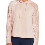 Calia by Carrie  Underwood Pink Velvet Sleeves Effortless Hoodie Photo 0