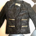 By Malene Birger Tweed Blazer Black Jacket Chic Metallic Gold Flecks Zip Front 8 Photo 3