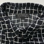 Topshop Grid Print Roll Tab Sleeve Mini Shirt Dress Black White Size 2 Photo 14