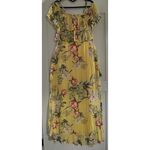 BB Dakota Women's  Dress Yellow Floral Off Shoulder Ruffle Flowy High Low Size 0 Photo 5