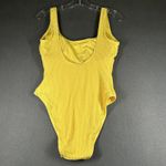Lucky Brand  Swimsuit Womens Medium Yellow Textured One Piece Tank Lined Stretch Photo 10
