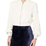 Jonathan Simkhai women’s crystal embroidered white cropped bomber jacket size XS Photo 0