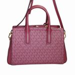 Michael Kors Laila Satchel Bag Small Mulberry MK Logo Print Adjustable Strap Photo 7
