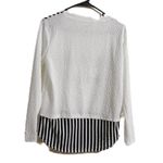 White and Black Striped Knit‎ Top Size M Photo 2