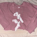 Tie Front Bow Cardigan Pink Size L Photo 0