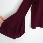 EXPRESS Womens Burgundy Bell Sleeve Boat Neck Knit Sweater Top Size M Minimalist Photo 3