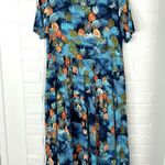 Lily Pad Dragonfly Patterned Maxi Dress Blue Photo 0