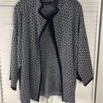 Misook  Womens Black White Open Front‎ Cardigan Sweater Medium Photo 0