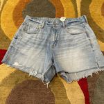 American Eagle NWT Tomgirl Short Light Wash Denim Jean Shorts Frayed Size 8 Photo 0