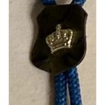 Vintage Western Bolo Tie Blue Cord Gold Crown Emblem Black Shield Photo 2