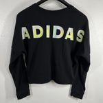 Adidas ‎ Cropped Sweatshirt Pullover Athleisure Activewear Logo Black XL Gym Photo 2