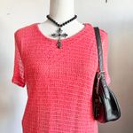 Coral Crochet Knit Top, Boho, Resortwear, Beachcore, Coastal Grandmother,‎ Small Orange Size M Photo 1