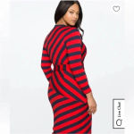 Eloquii  Navy Blue and Red Stripe Asymmetrical Knit Dress Plus Sz 18 Photo 3