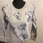 The North Face  Womens Print Sweatshirt Gray Small S Blue Crew Neck Camo Photo 0