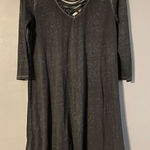 Derek Heart  Long Sleeve Gray/Black V Neck Front V Neck Back Dress Size M Photo 0