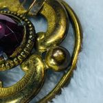 Pendant for Necklace Brass Gold Color Oval Center Stone Purple Color Aged Patina Photo 7