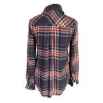 BeachLunchLounge  Collection black and burnt orange plaid long sleeve shirt XS Photo 3