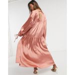 ASOS Design Dusky Rose Satin Tiered Trapeze Mini Smock Dress 2 Photo 2