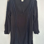 O'Neill O’Neill Black Crochet Coverup Mini Dress Beachy Boho Viscose Sheer Vacation Photo 0