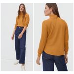 Everlane Waffle Knit Turtleneck Top Long Sleeve Organic Cotton Amber Size S Photo 1