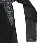 Maurice's MEDIUM Charcoal Embroidered Detail Ribbed Elbow Long Sleeve Pullover Photo 10