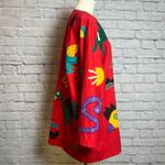 Vintage Girasol Mexico Handcrafted Animal Art Jacket Red Colorful Cotton L Size L Photo 2