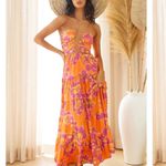 NWT Runway The Label Orchid Maxi Dress in Orange Floral Size XL Photo 6