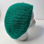 VTG Aris USA Made Knit Beanie Hat Acrylic Fiber Emerald Green Teal Slouchy Boho Photo 2
