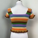 The Ragged Priest Striped Dawn Knit Sweater Cropped Top Small Revealing Photo 3