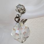 Vintage Aurora Borealis AB Crystal Bead Ball Drop Dangle Clip on Earrings Silver Photo 2