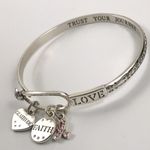 Brighton  Power of Pink Collectible Silver Bangle Bracelet with Collectible Tin Photo 0