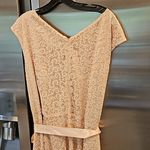 Tahari 💕 by ASL💕 Glitter Lace Trim Metallic Ribbon Belted Dress Light Pink 18W Photo 9