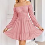 Pink Square Neck Dress Photo 2